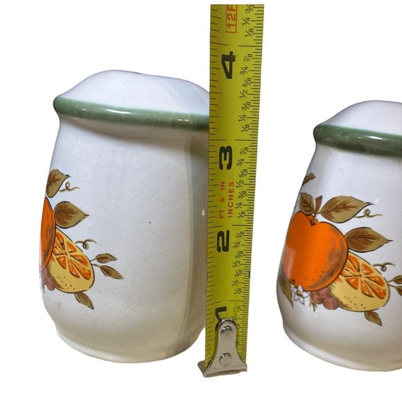 Salt and Pepper Shaker Set Fruit Pattern Pear Apple Orange - Picture 7 of 8